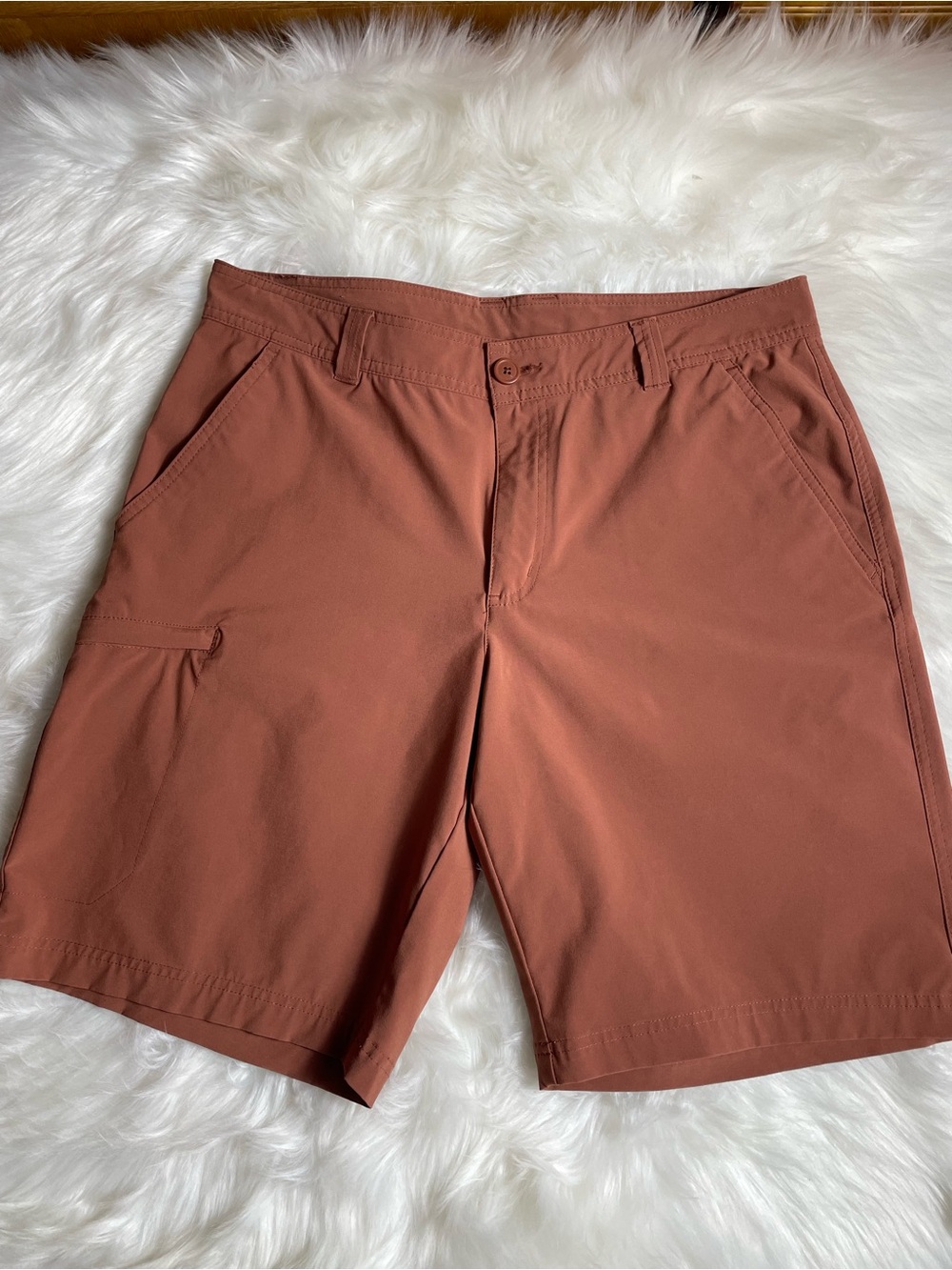 Columbia Burnt Orange Performance Flat Front Stretch Shorts